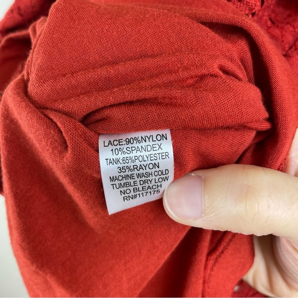 Fenn Wright Manson Red Lace Long Sleeve Blouse Top New Women Size 1X - Picture 8 of 8